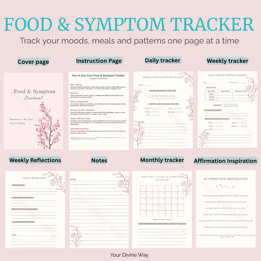 Food & Symptom Journal Printable (8 Pages) | Wellness Tracker PDF