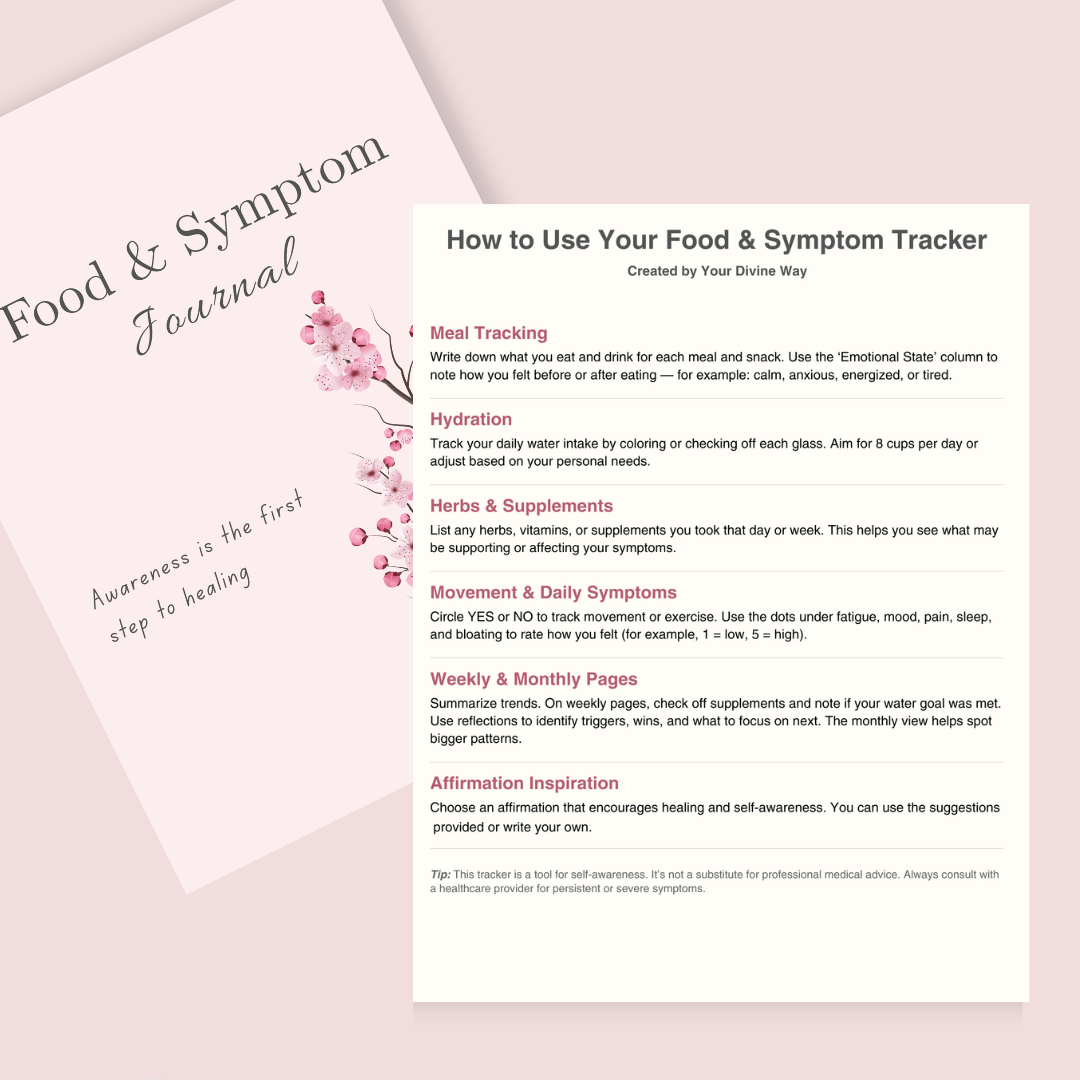 Food & Symptom Journal Printable (8 Pages) | Wellness Tracker PDF