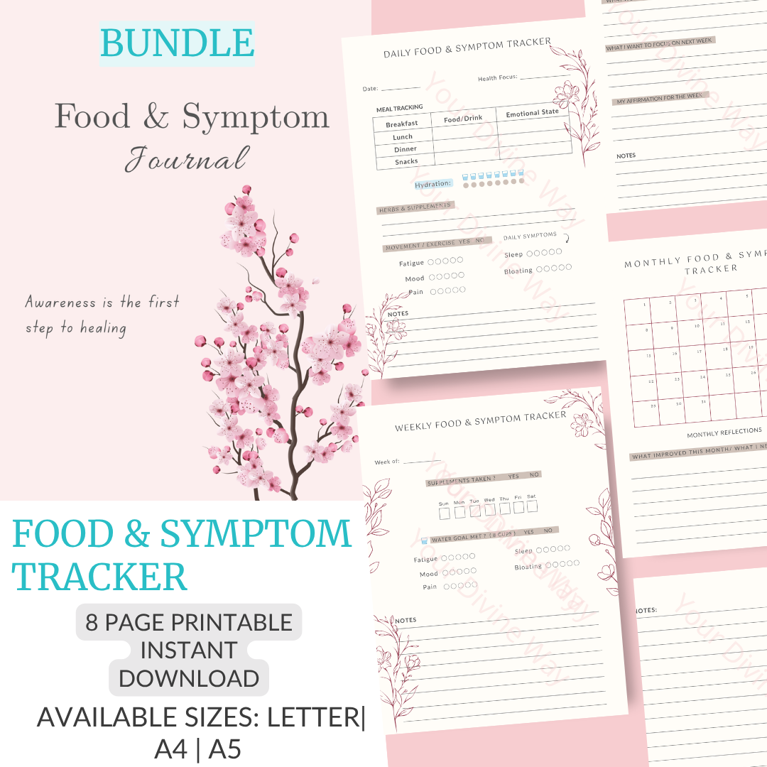 Food & Symptom Journal Printable (8 Pages) | Wellness Tracker PDF